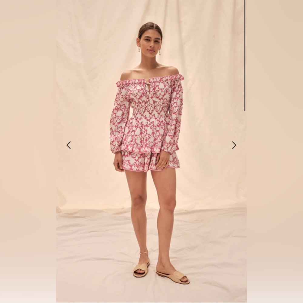 Saylor Devan Romper in Pink Floral Block Print, Size S